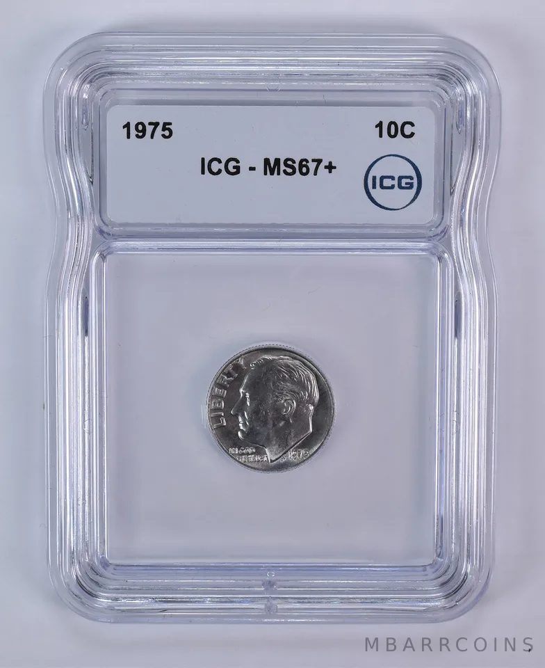 1975 Roosevelt Dime MS67+ ICG