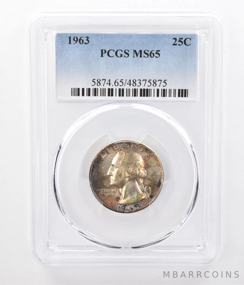 1963 Washington Quarter MS65 PCGS Beautifully Toned a7301
