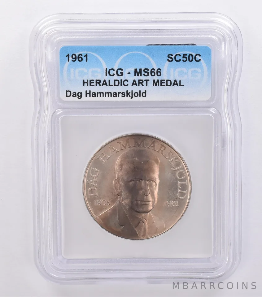 1961 So Called Half Dollar Dag Hammarskjold MS66 ICG Beautiful Tone a8690