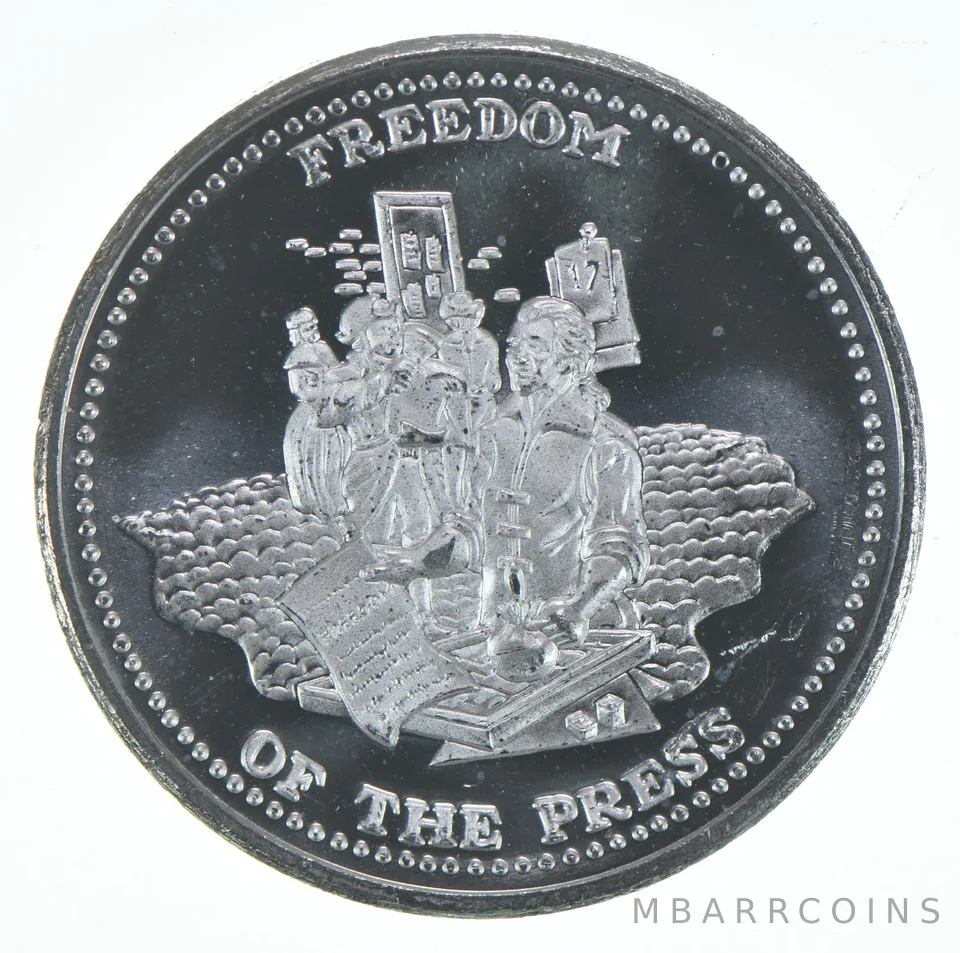 1 Oz Silver Art Round Freedom Of The Press Johnson Matthey