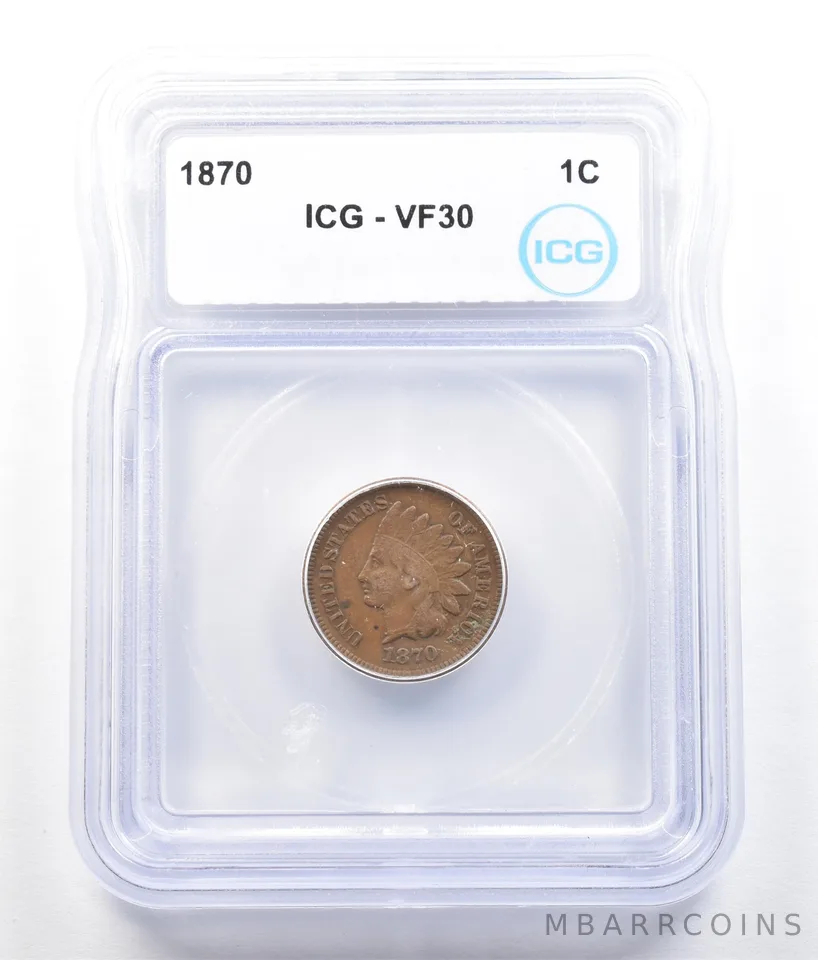 1870 Indian Head Cent VF30 ICG *5218