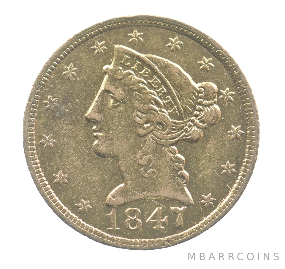 1847 $5 Liberty Head Gold Half Eagle *4209