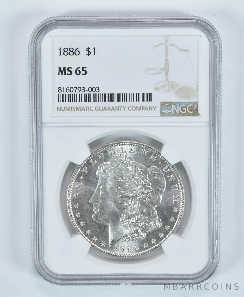 1886 Morgan Silver Dollar MS65 NGC Brown Label