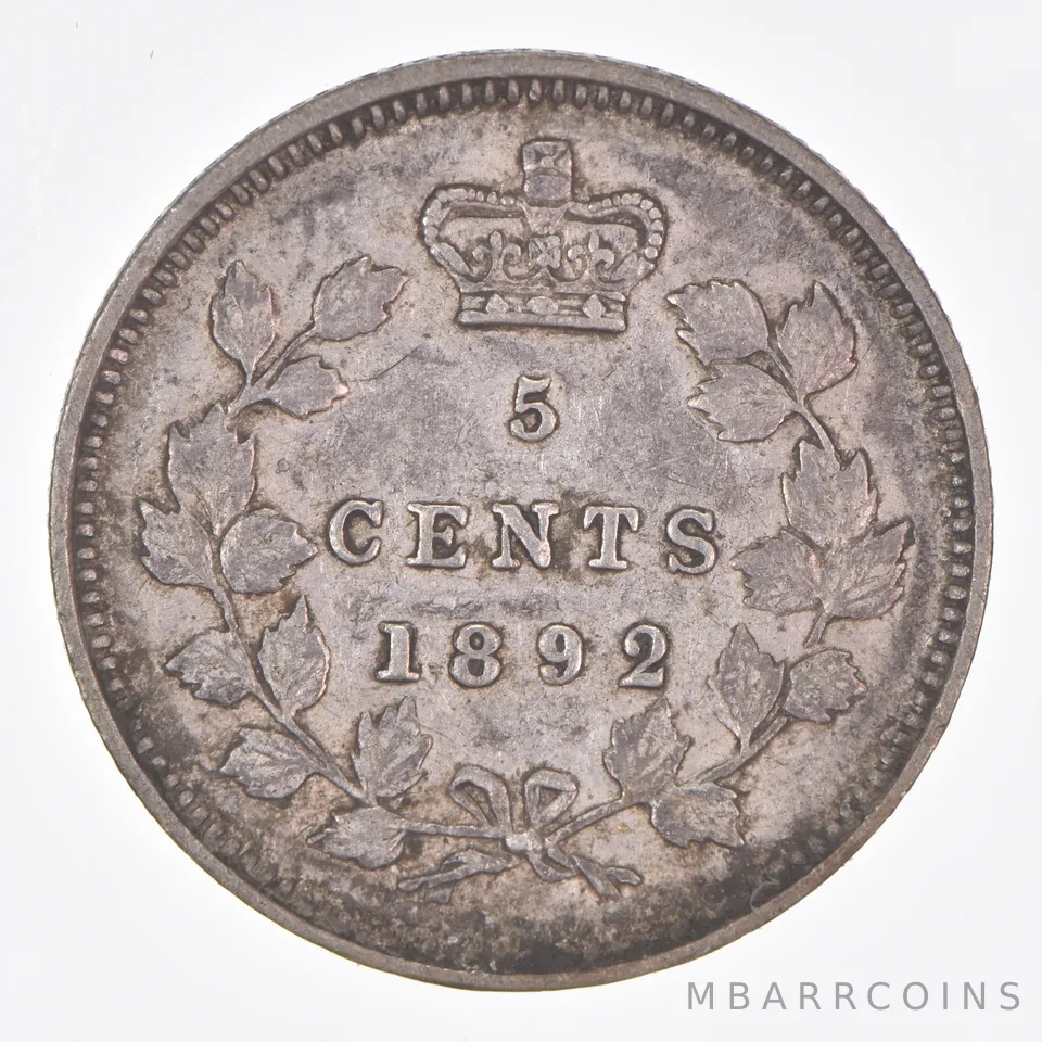 Better Date - 1892 Canada 5 Cents World Coin- Silver *288