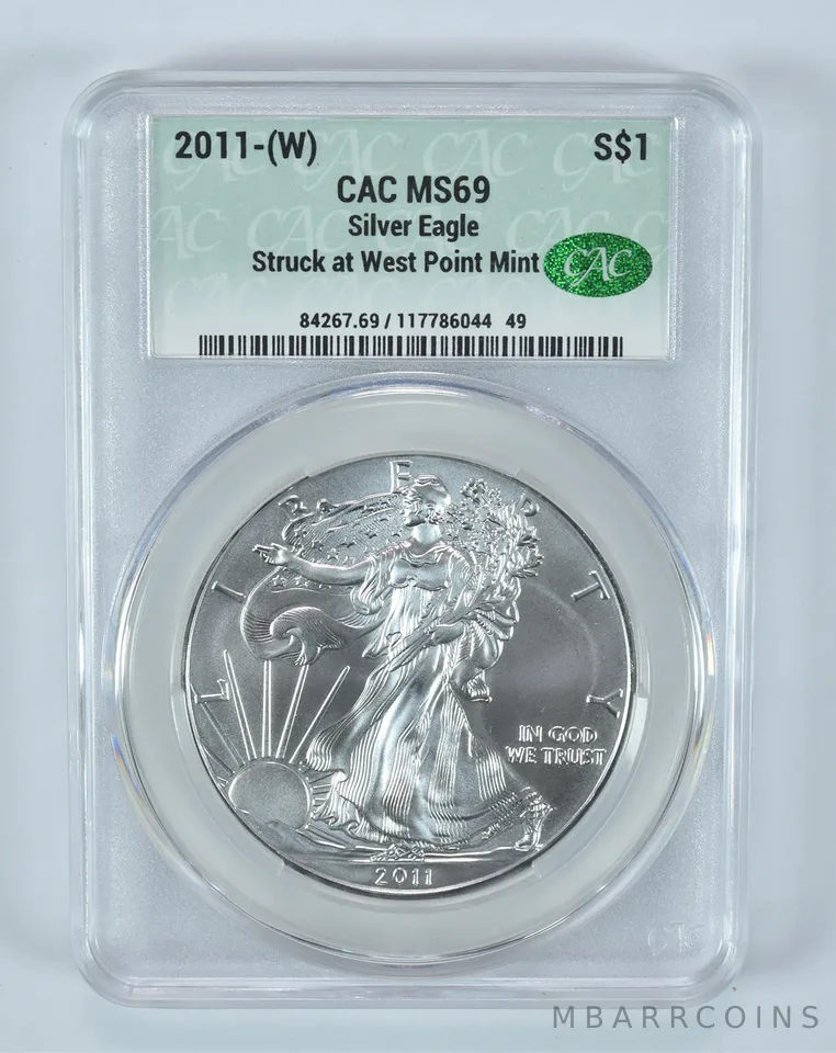 2011-(W) American Silver Eagle Struck At West Point MS69 CAC CACg