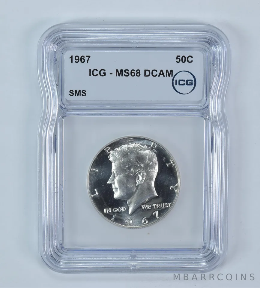 1967 Kennedy Half Dollar SMS MS68 DCAM ICG