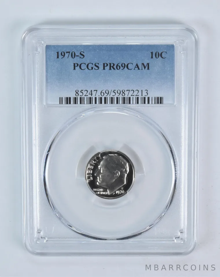 1970-S Roosevelt Dime PR69 CAMEO PCGS Blue Label