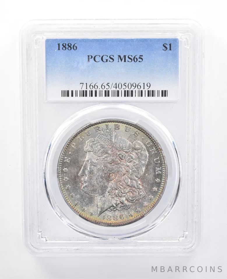 1886 Morgan Silver Dollar MS65 PCGS Blue/Green Tone *8036