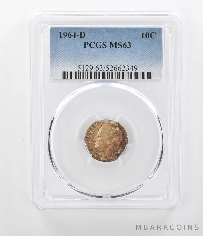 1964-D Roosevelt Dime MS63 PCGS Beautiful Tone *1036
