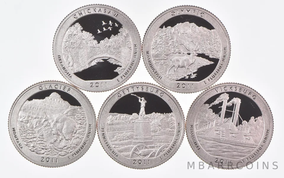 2011-S America The Beautiful Quarters (clad) From Proof Set (5 coins)
