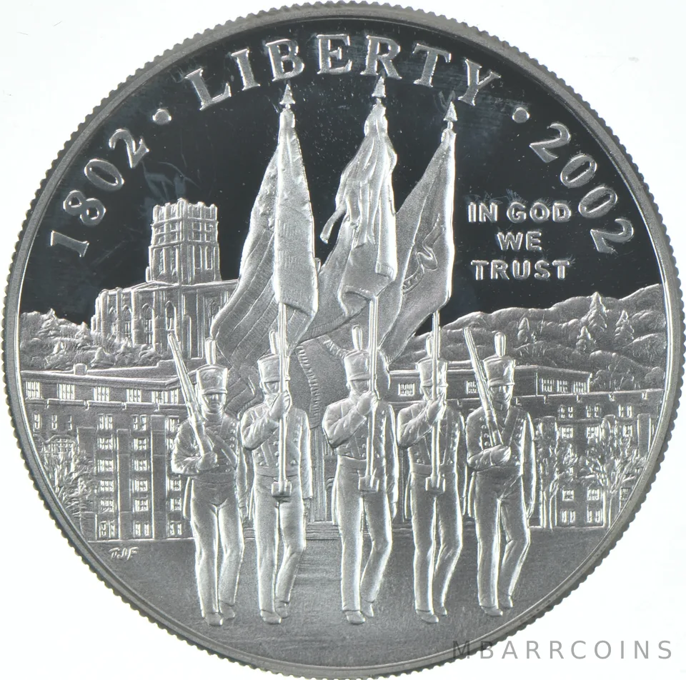 2002-W Proof West Point Army Military Commemorative Silver Dollar $1