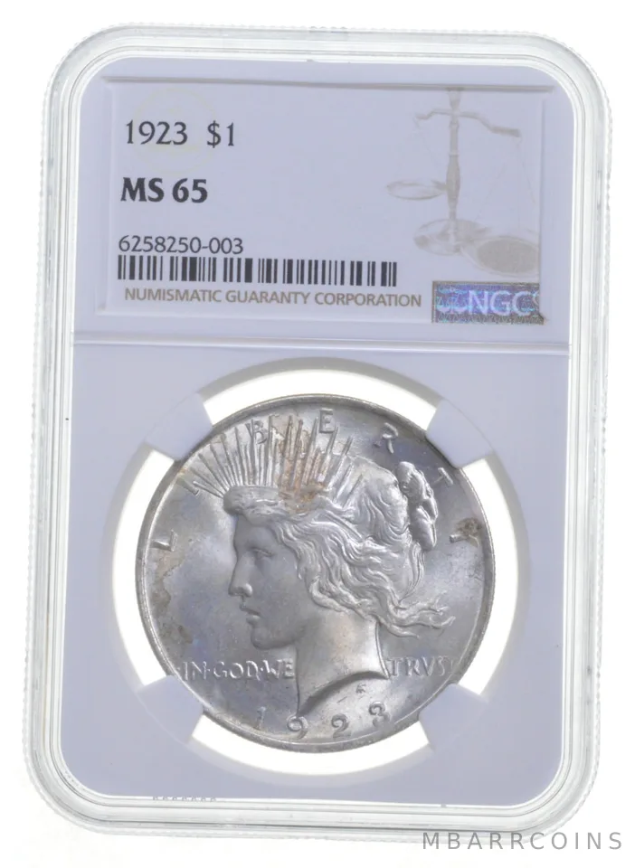 1923 Peace Silver Dollar MS65 NGC Brown Label