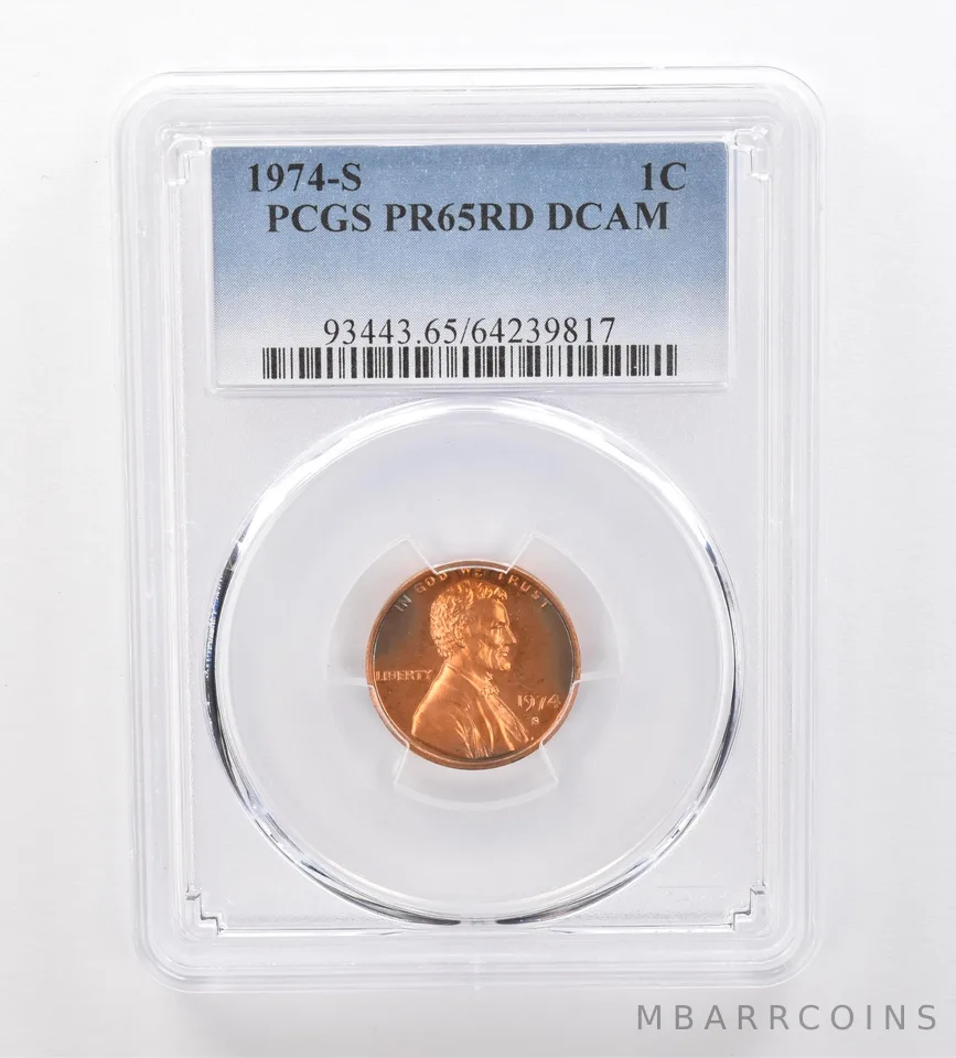 1974-S Lincoln Memorial Cent PR65 RD DCAM PCGS Beautiful Tone *2074
