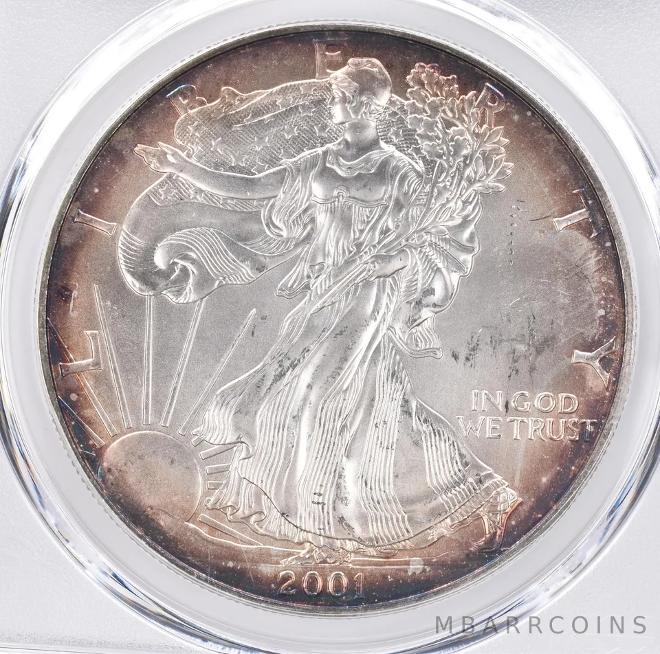 2001 American Silver Eagle MS64 PCGS Beautiful Tone *1490