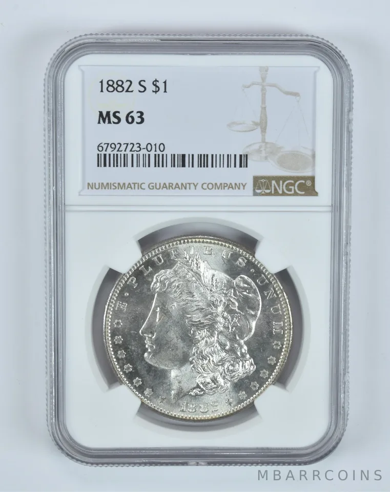 MS63 1882-S Morgan Silver Dollar NGC Beautifully Toned *6743