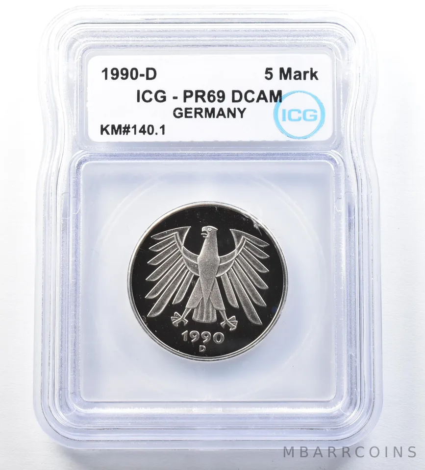 1990 D Germany 5 Mark KM#140.1 PR69 DCAM ICG *8886