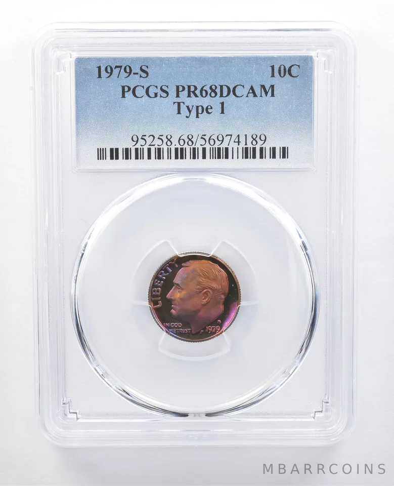 1979-S Roosevelt Dime Type 1 PR68 DCAM PCGS Purple/Blue Tone *7685
