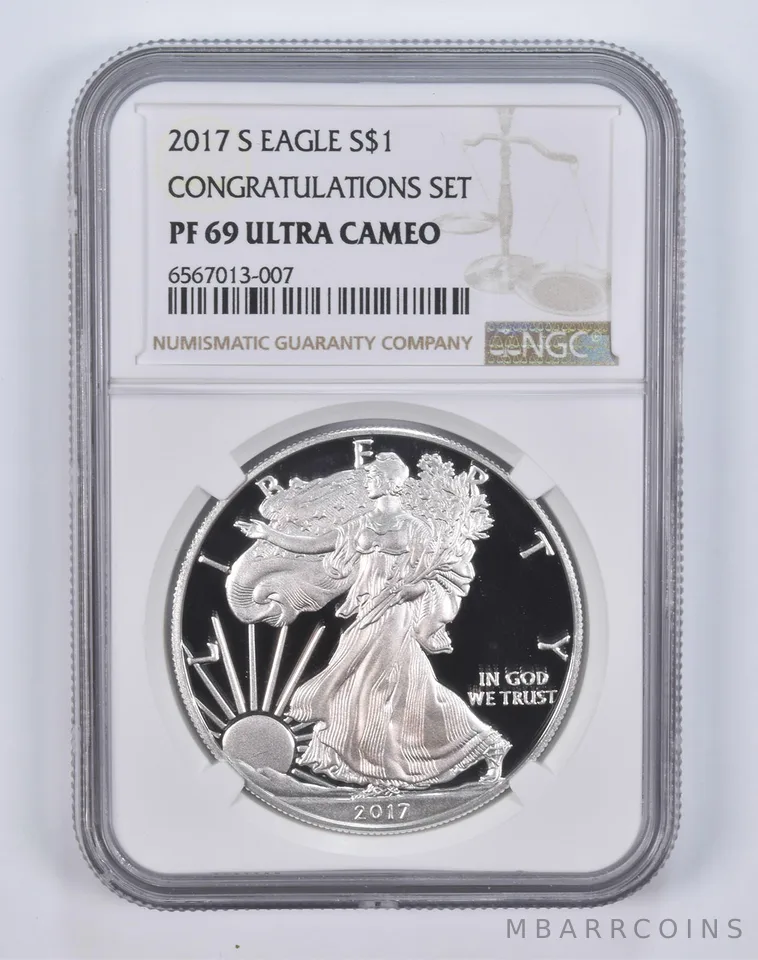2017-S UCAM American Silver Eagle Congratulations Set PF69 NGC Brown Label