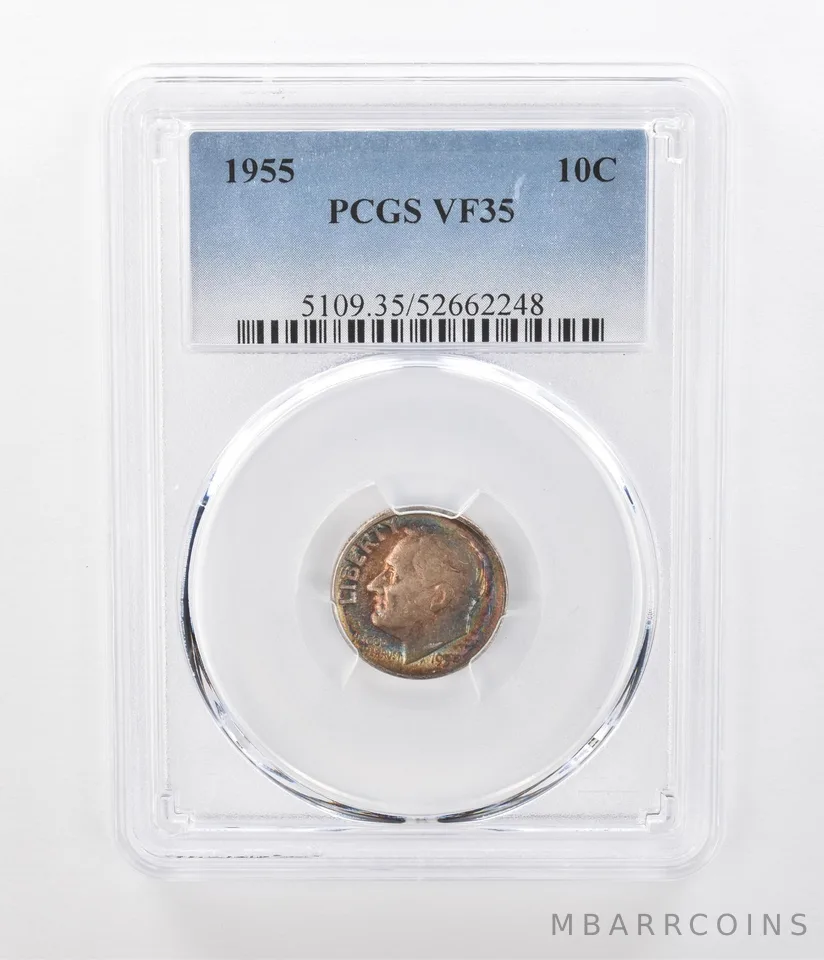 1955 Roosevelt Dime VF35 PCGS Beautiful Tone a1049