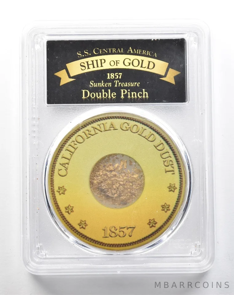 1857 SS Central America California Gold Dust Double Pinch PCGS *3867