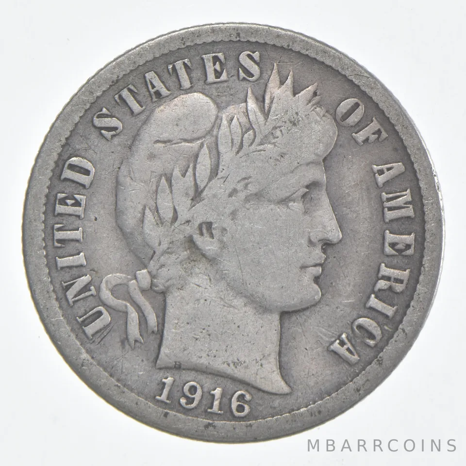 1916-S Barber Dime 90% Silver FINE Condition