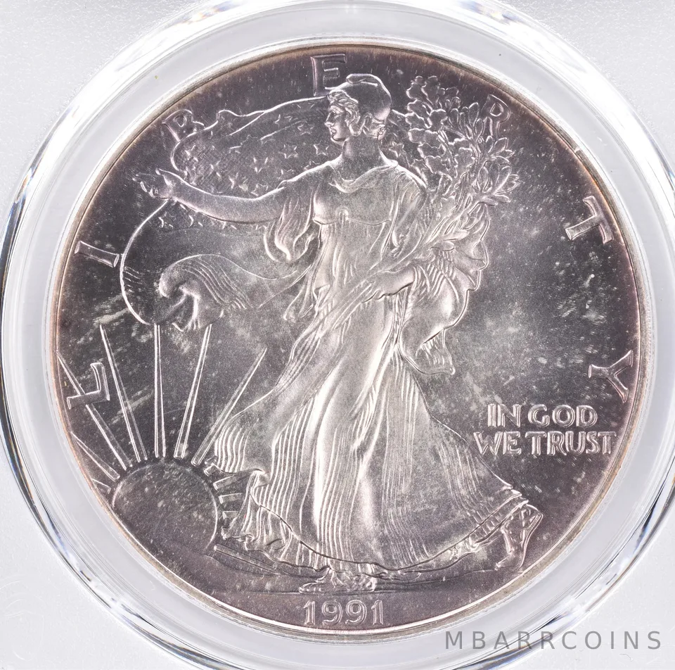 1991 American Silver Eagle MS68 PCGS Beautiful Tone *1303