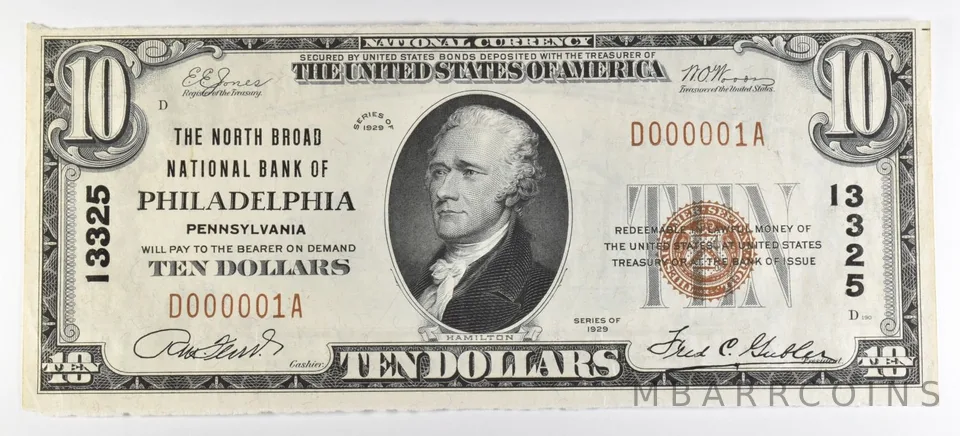 1929 $10 Philadelphia PA National Currency Ch#13325 *8962
