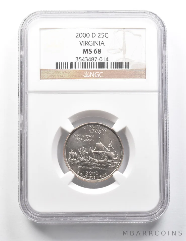 2000-D Washington State Quarter Virginia MS68 NGC *9393