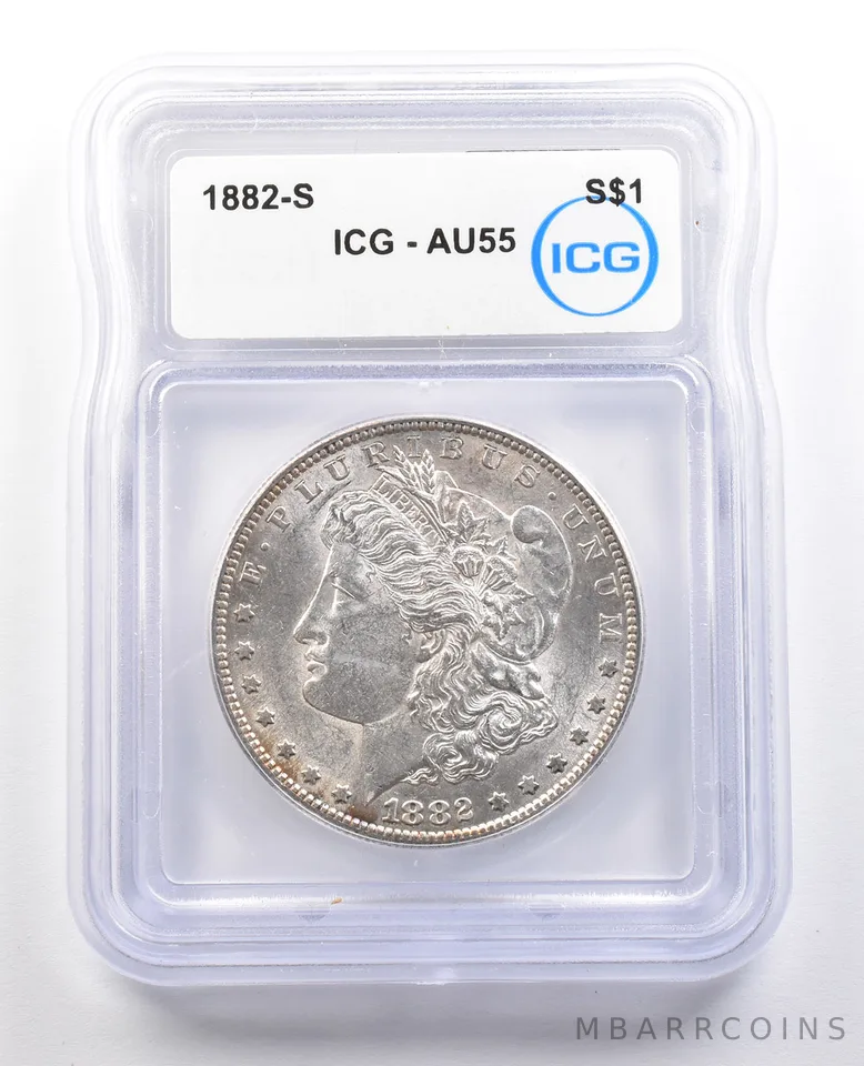1882-S Morgan Silver Dollar AU55 ICG - Insane Color *0866
