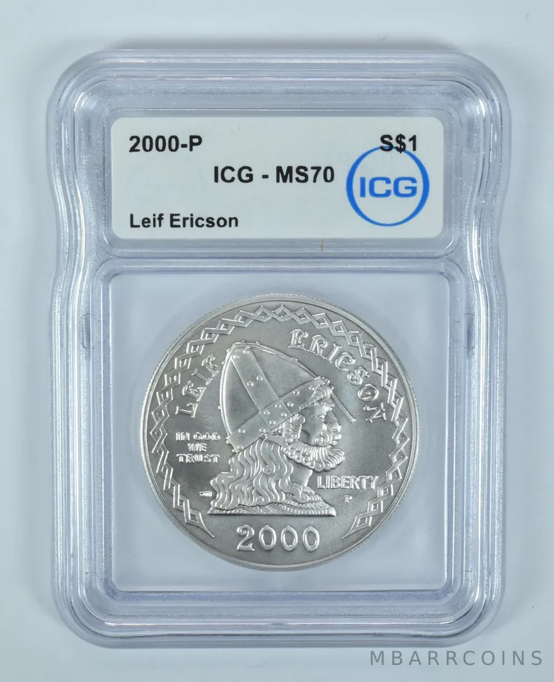 2000-P Leif Ericson Commemorative Silver Dollar MS70 ICG