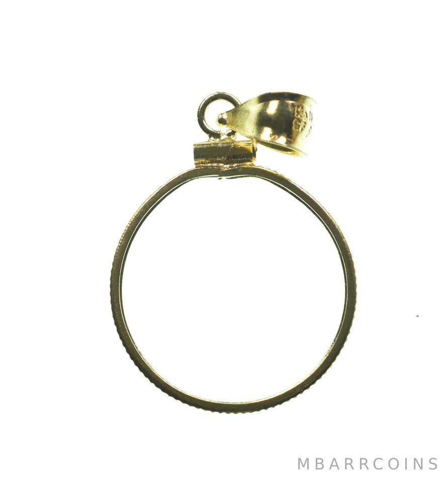 14K 19mm Gold Filled 5 Peso Mexico Coin Bezel Pendant Frame Edge *1333