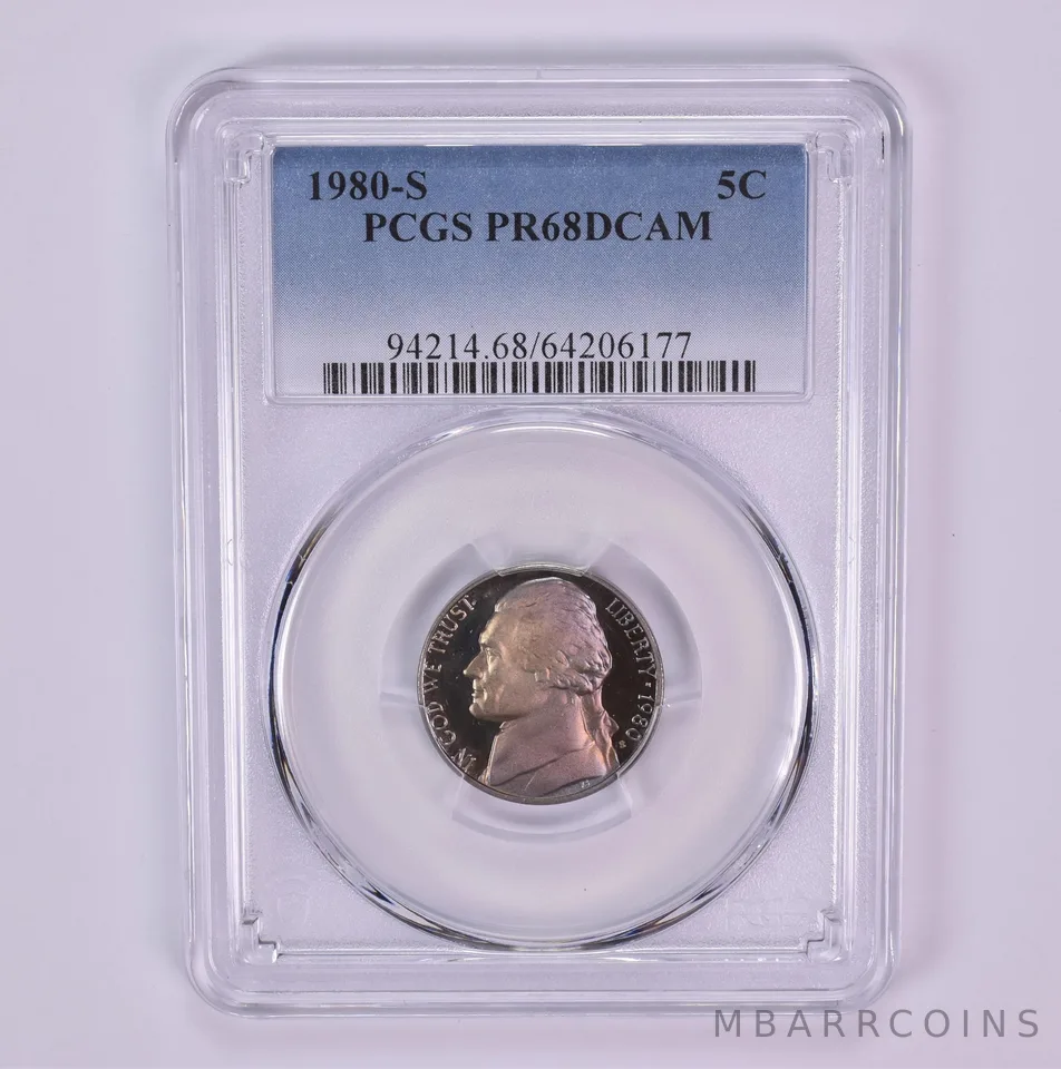 1980-S Jefferson Nickel PR68 DCAM PCGS Beautiful Tone *1488