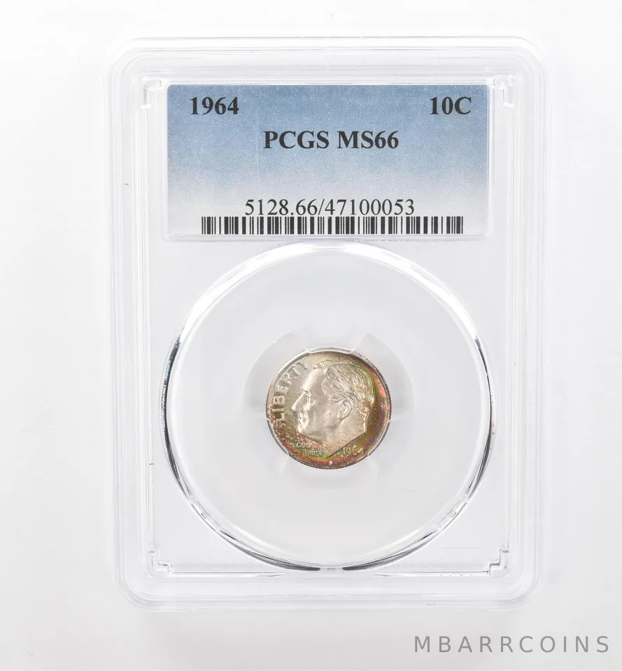 1964 Roosevelt Dime MS66 PCGS Beautiful Tone *1882