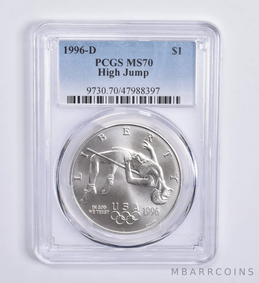 1996-D Olympics High Jump Commemorative $1 MS70 PCGS Blue Lbl