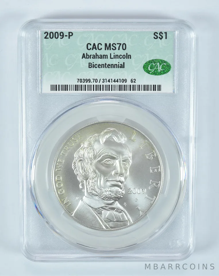 2009-P Abraham Lincoln Commemorative Silver Dollar MS70 CAC CACg