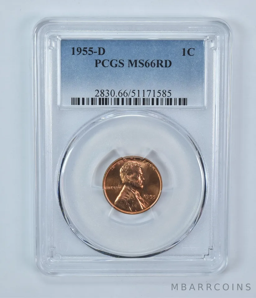 1955-D Lincoln Wheat Cent MS66 RD PCGS Blue Label