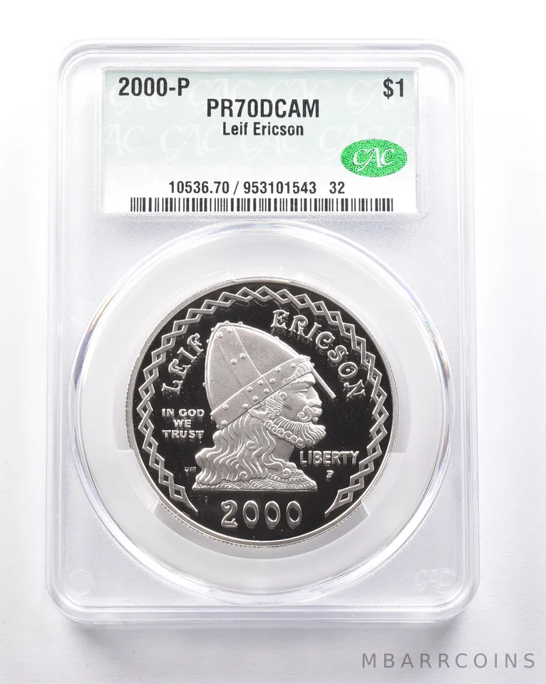 PR70 DCAM 2000-P Leif Ericson Commemorative Dollar CAC CACG *6271