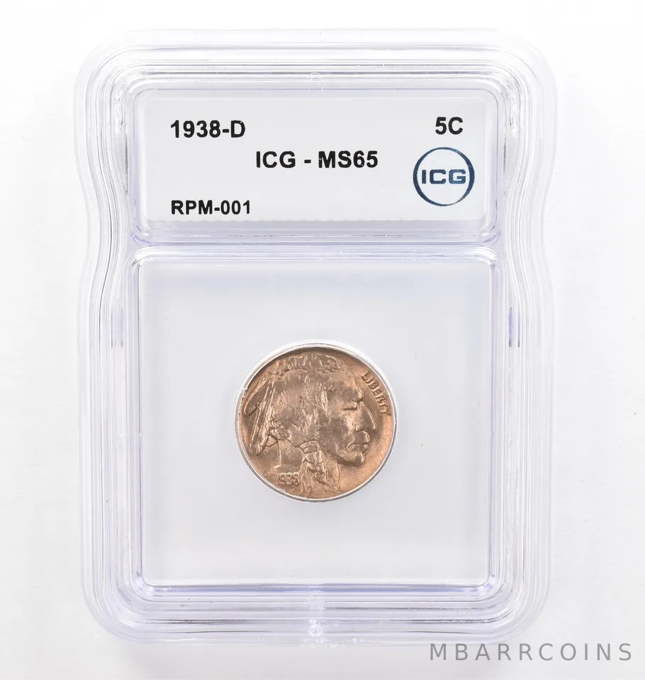 1938-D Indian Head Buffalo Nickel RPM-001 MS65 ICG Beautiful Tone *0212