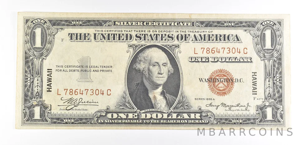 1935 A $1 Silver Certificate Hawaii Fr#2300 Nice AU Occupation WWII Note *9296