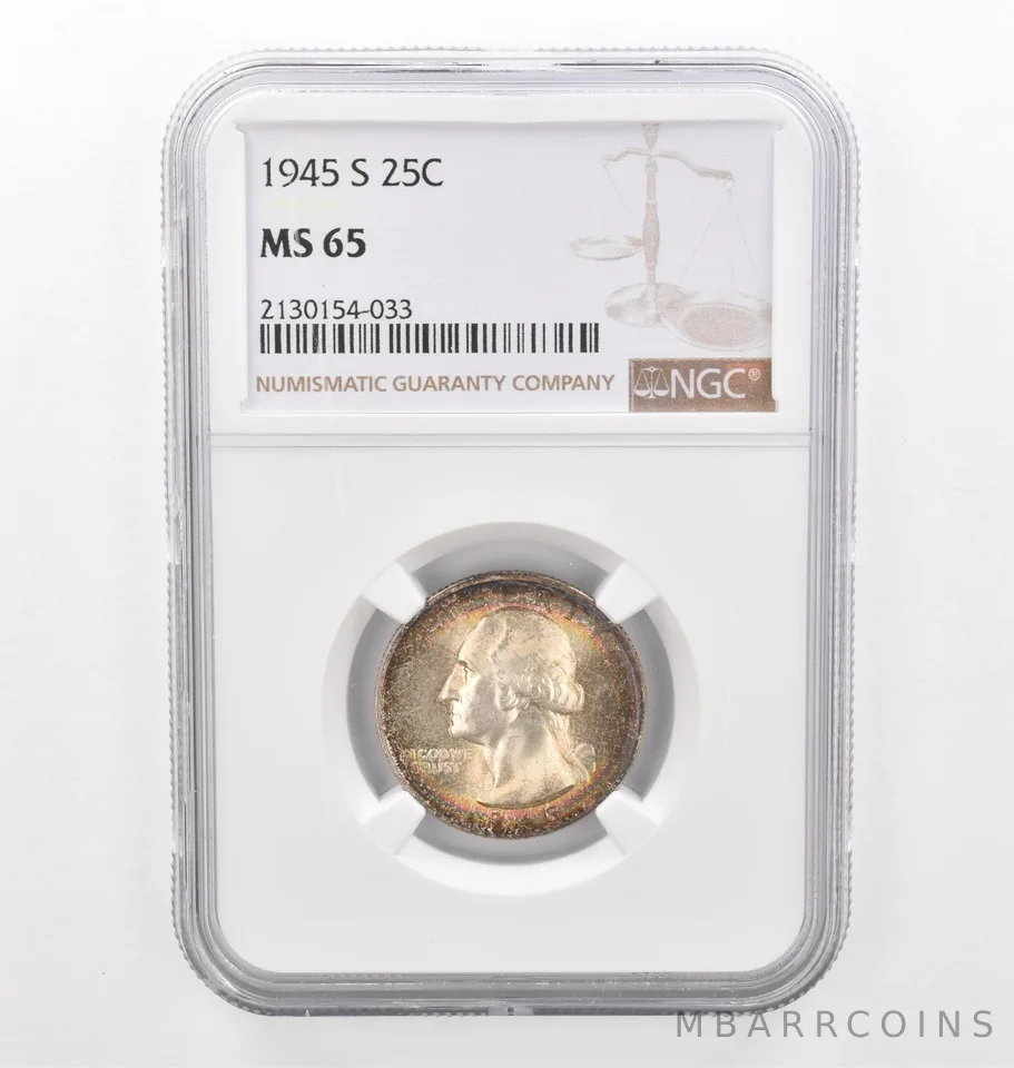 1945-S Washington Quarter MS65 NGC Beautiful Tone *2248