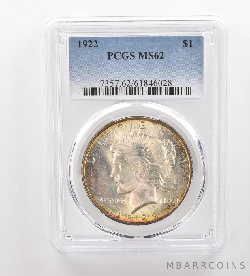 1922 Peace Silver Dollar MS62 PCGS Beautiful Tone *3212