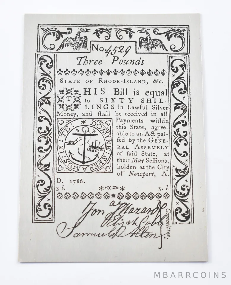 1786 3 Pounds Connecticut Colonial Currency Silver Plate Pattern 33.1g *3272
