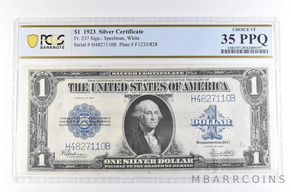 1923 $1 Silver Certificate Large Note Fr#237 Choice VF 35 PPQ PCGS *2341
