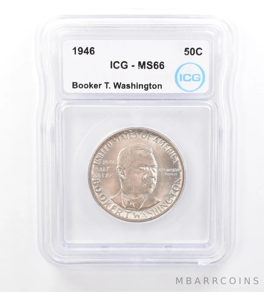 1946 Booker T Washington Commemorative Half Dollar MS66 ICG Beautiful Tone *1692