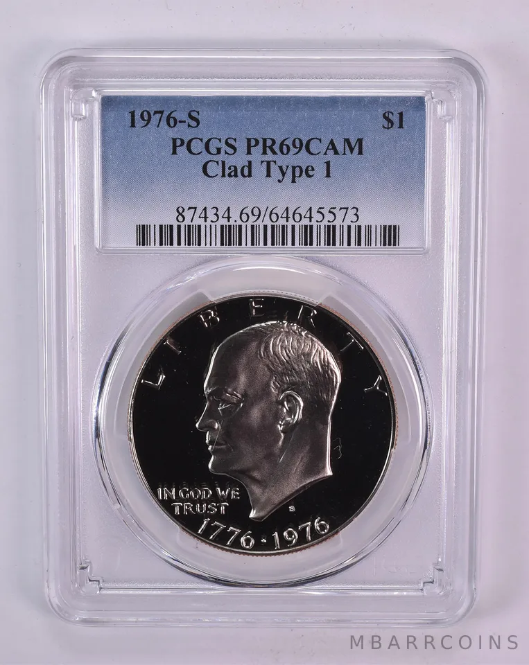 1976-S Eisenhower $1 Type 1 CLAD PR69 CAM PCGS Blue Label