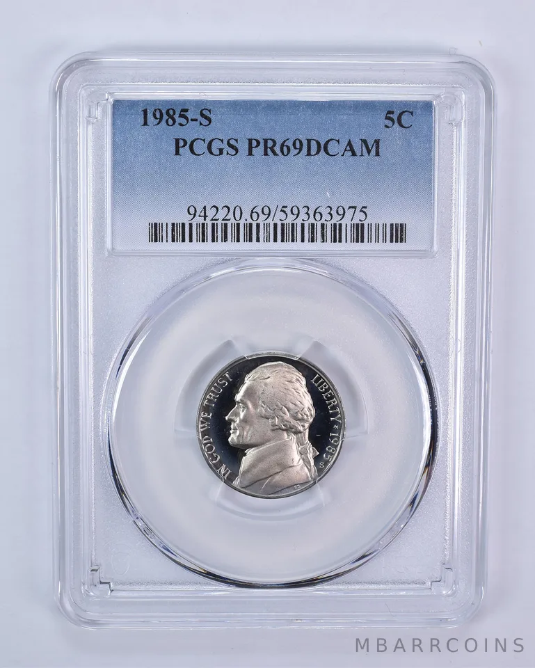 1985-S Jefferson Nickel PR69 DCAM PCGS Blue Label