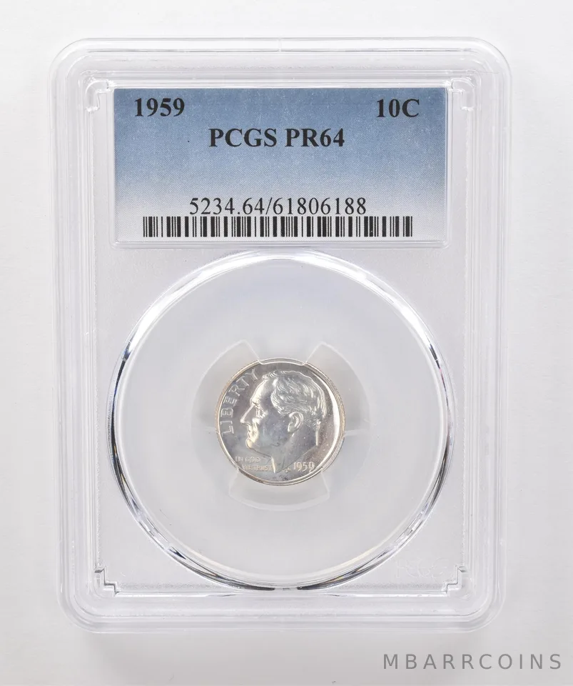 1959 Roosevelt Dime PR64 PCGS Beautiful Tone *1873