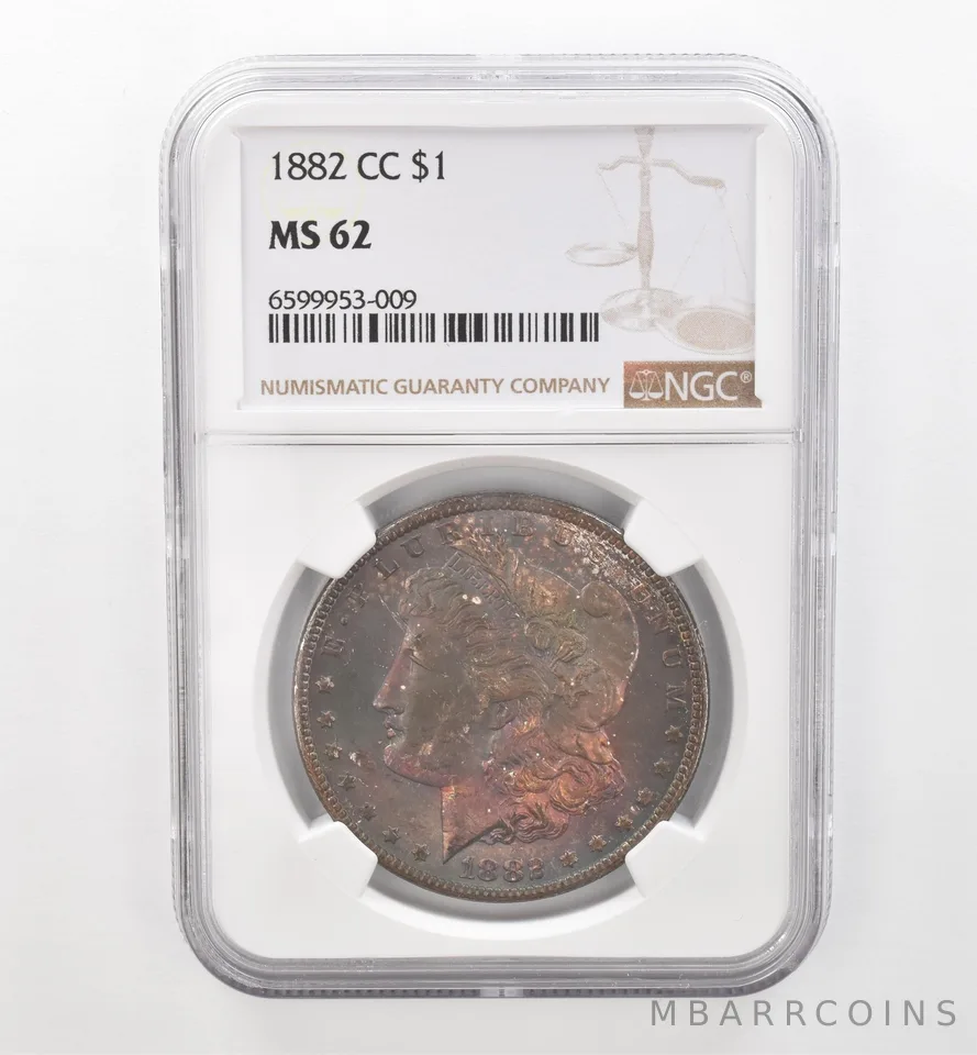 1882-CC Morgan Silver Dollar MS62 NGC Beautiful Tone *1728