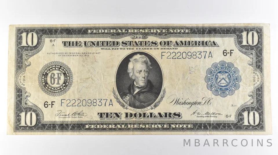 1914 $10 Atlanta GA FRN Large Note Blue Seal Fr#927 *3089
