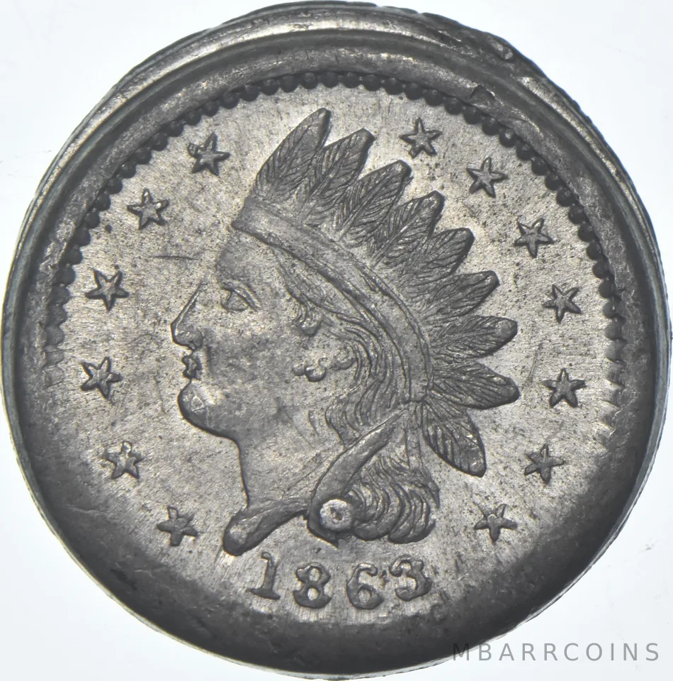1863 Patriotic Indian Head Civil War Token - F-92/198e - R9 a9582